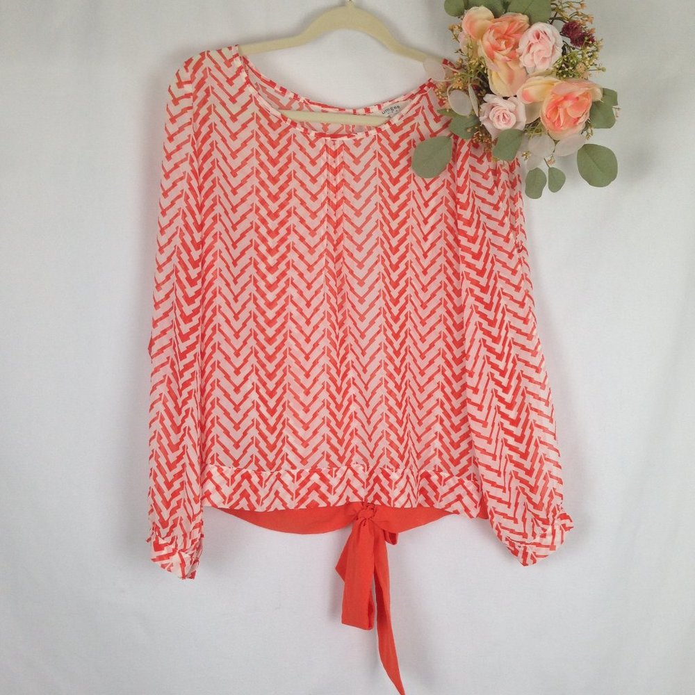 Umgee Sheer Split Back Split Sleeve Bow - image 1